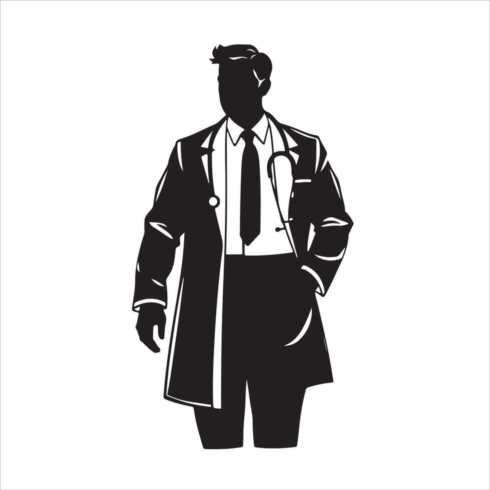 A silhouette of a man in a doctor's coat vector