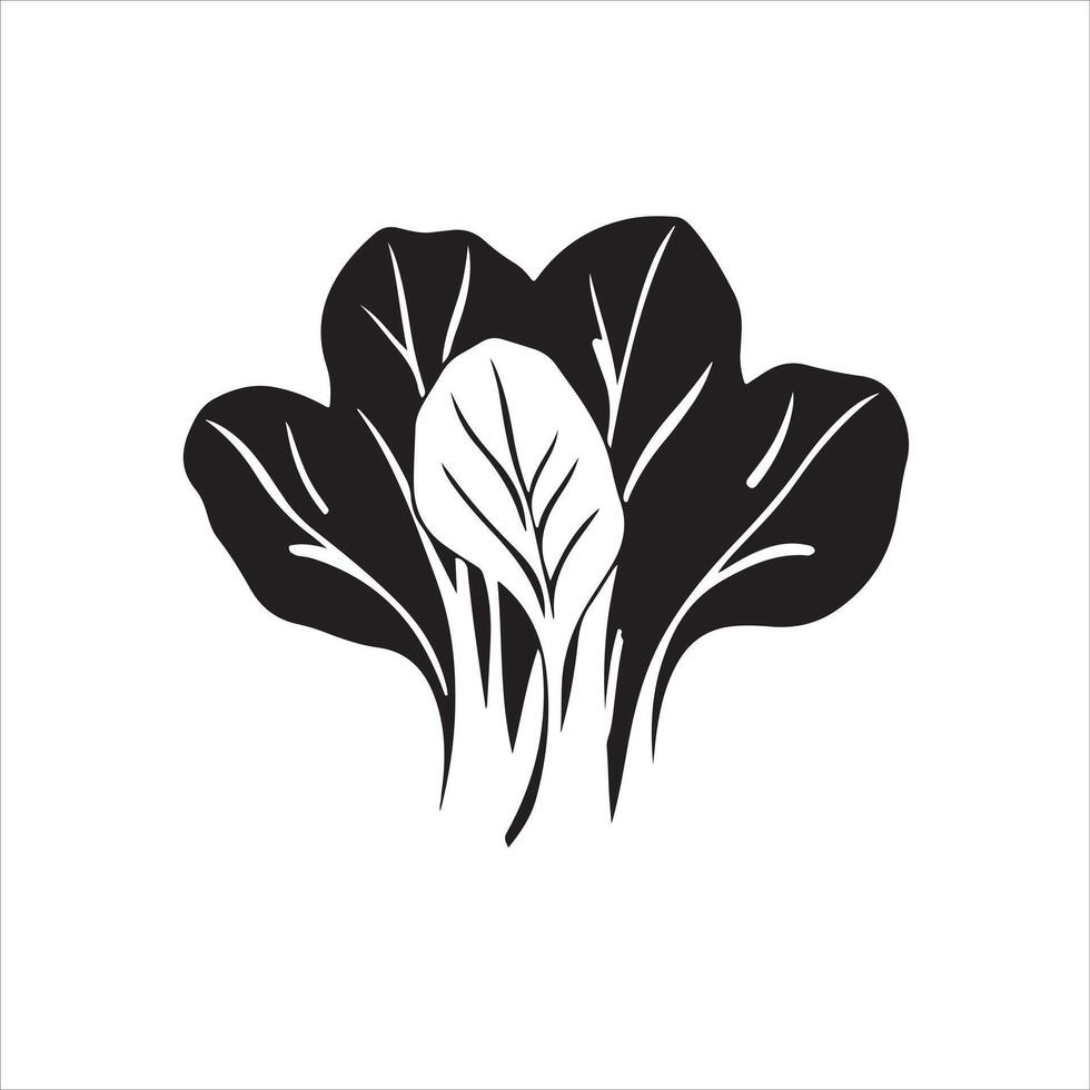 Black and white illustration of a leaf of lettuce vector