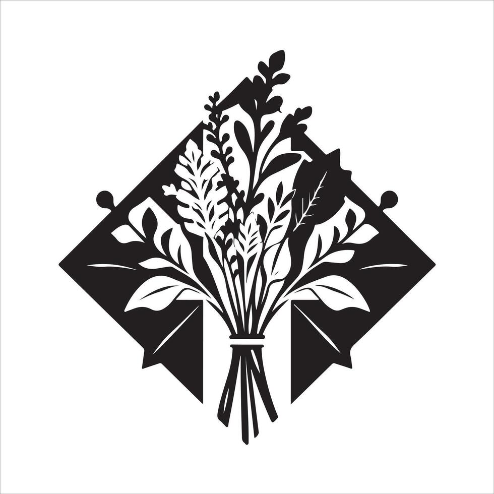 A bouquet of flowers in a square shape vector