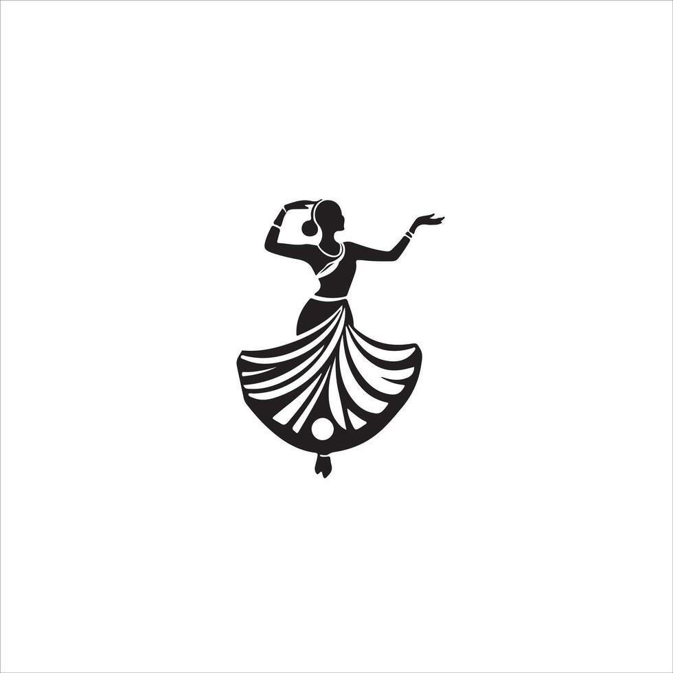 A woman in a traditional dress is dancing vector
