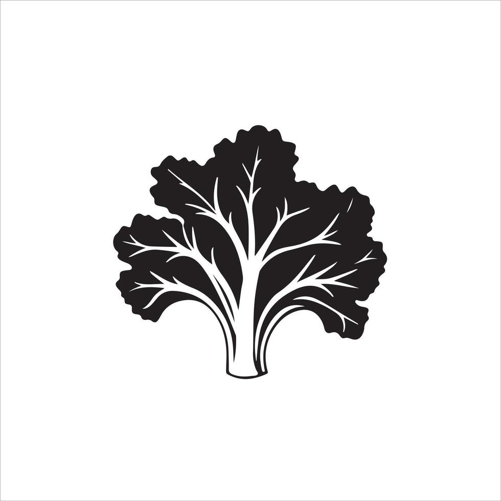 Black and white illustration of a leafy vegetable vector
