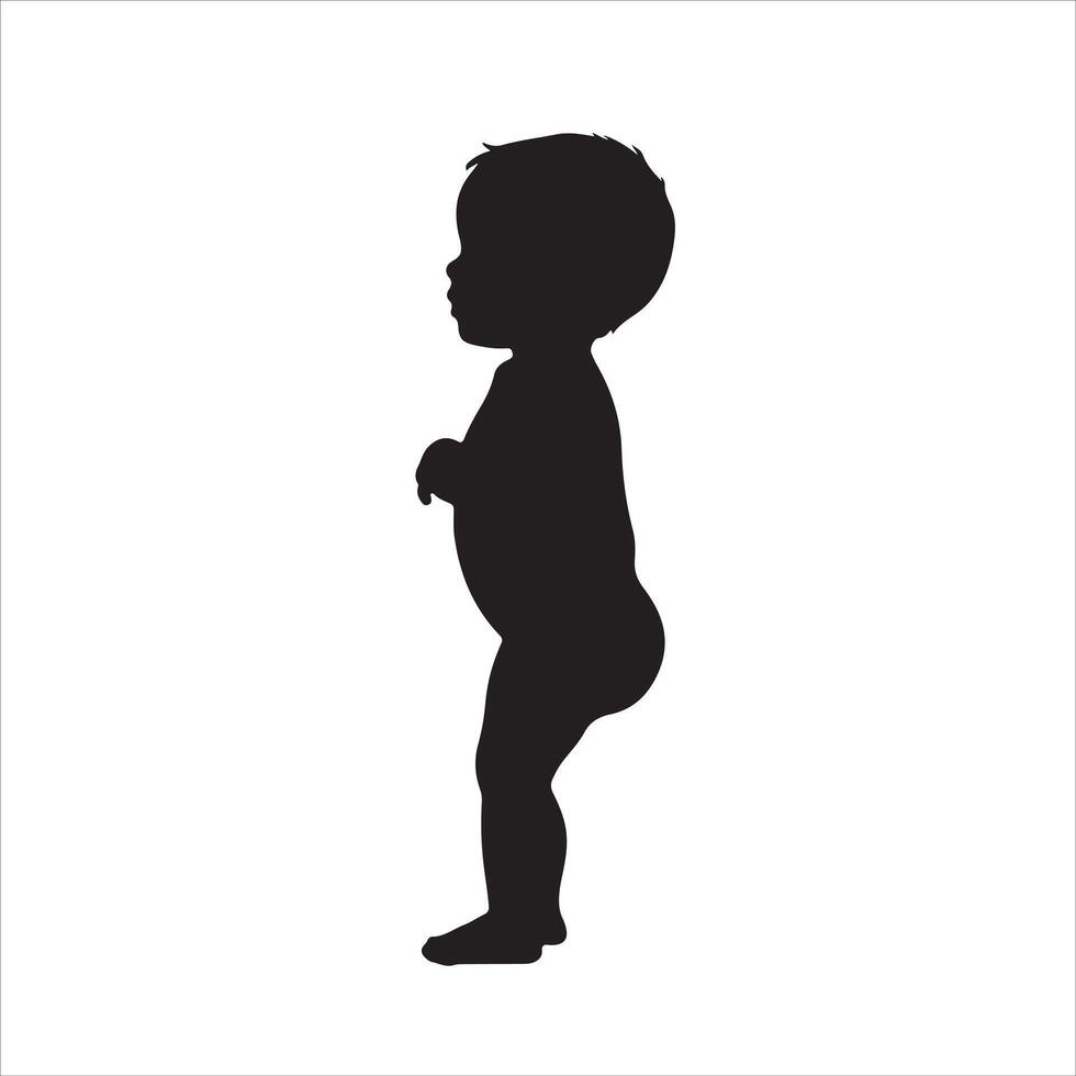 Silhouette of a baby standing on a white background vector