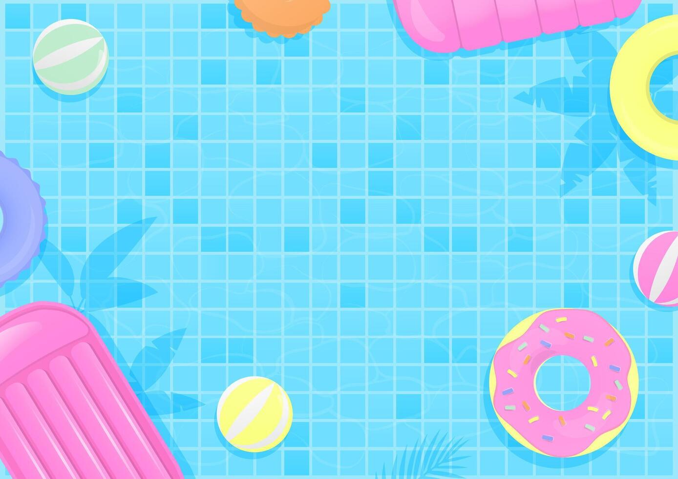 Multi colored inflatable ring on swimming pool background vector