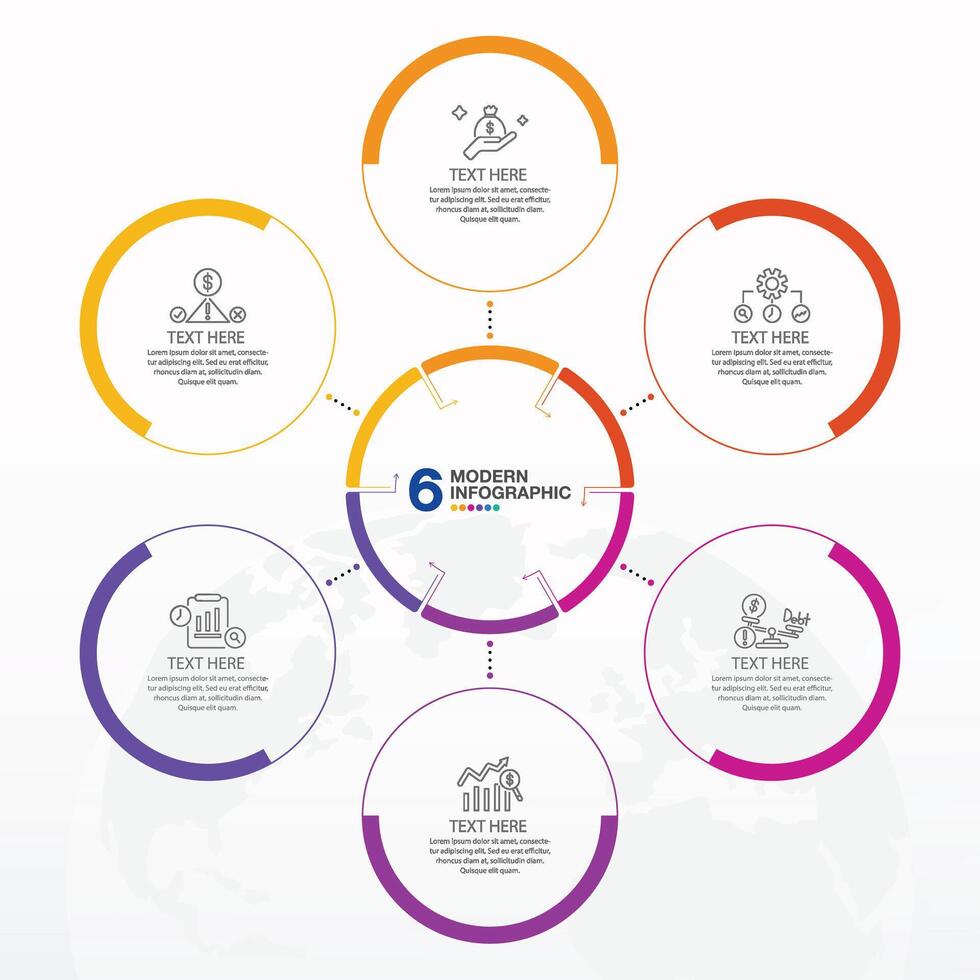 Circle 6 option infographic vector