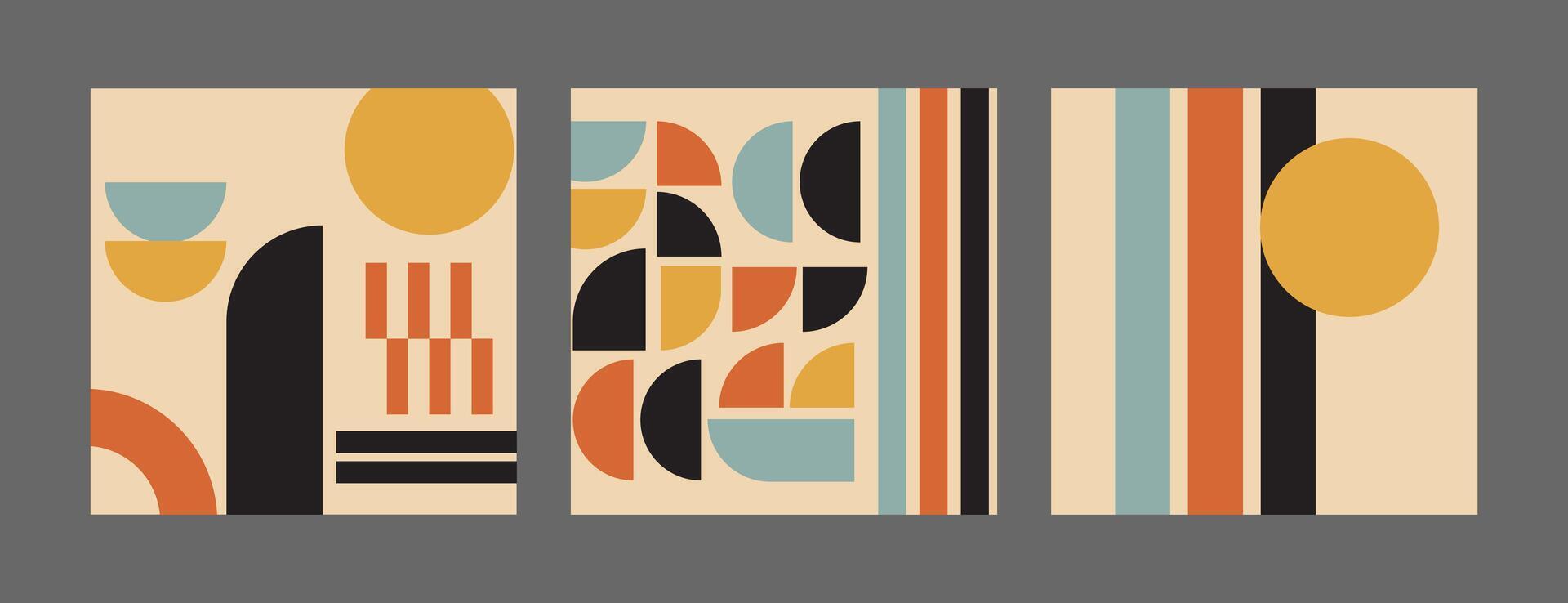 Mid-Century Modern Geometric Abstract Set vector