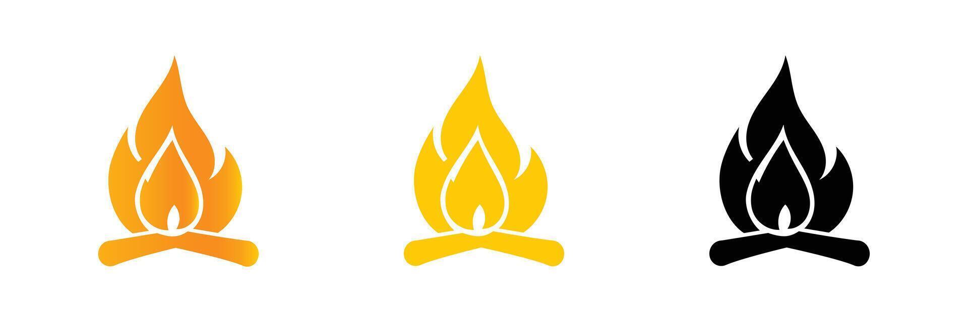 Campfire icon flat design style illustration banner. vector