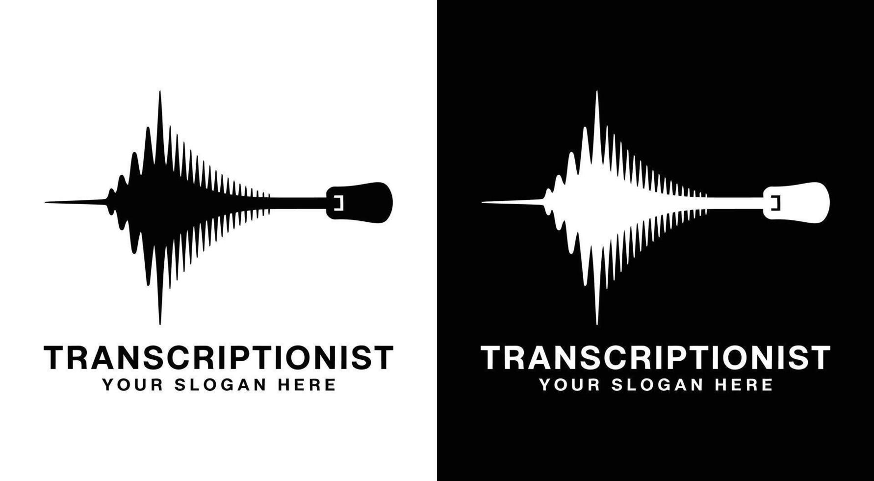 Transcriptionist Logo Bold Black Wave Key for Accurate Documents vector
