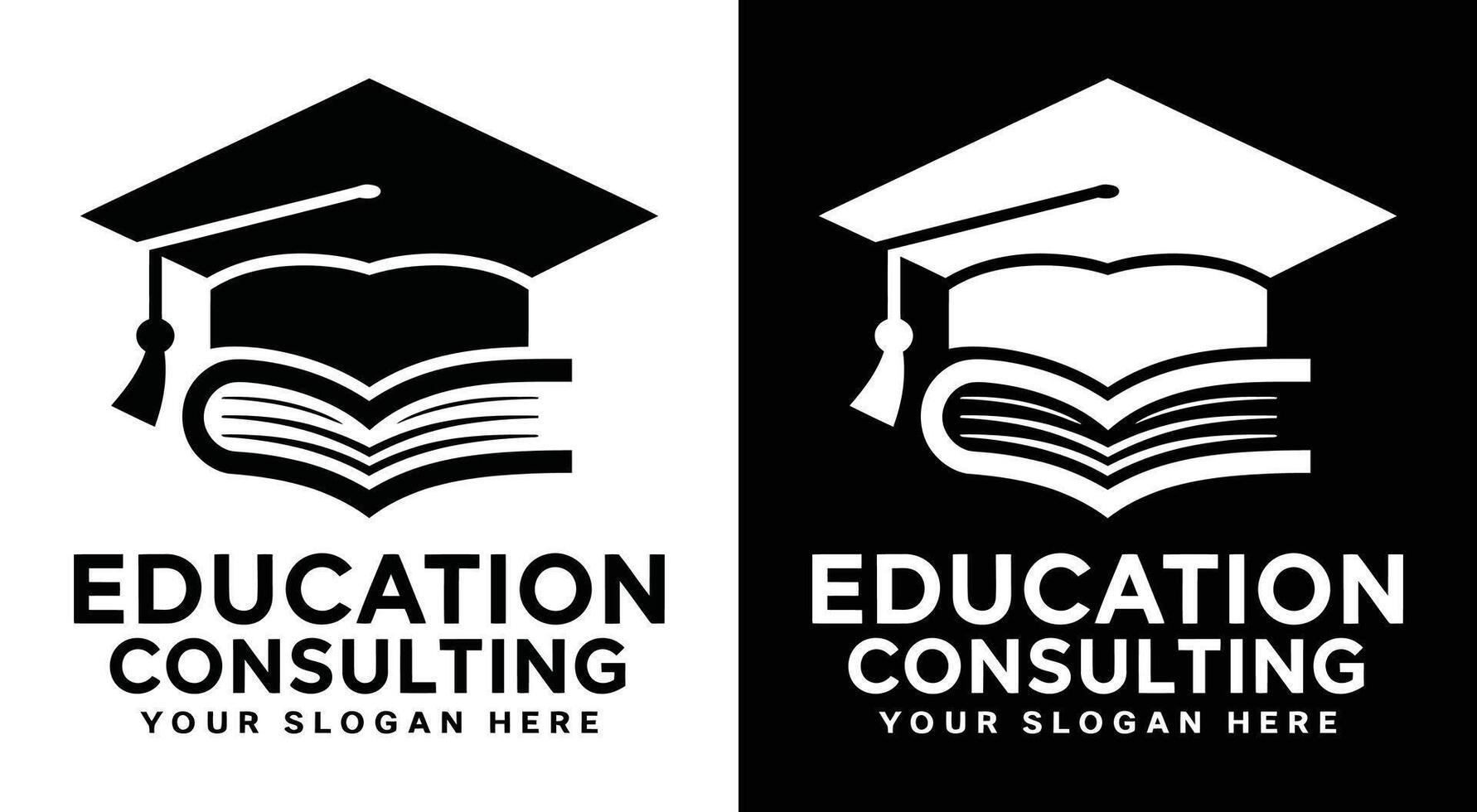 Education Consulting Logo Bold Black Book Cap Symbol for Learning Brands and Academic Advisors vector