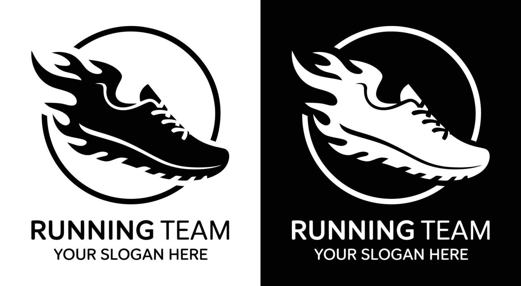 Running Logo Bold Black Shoe Flame for Sprint Performance vector