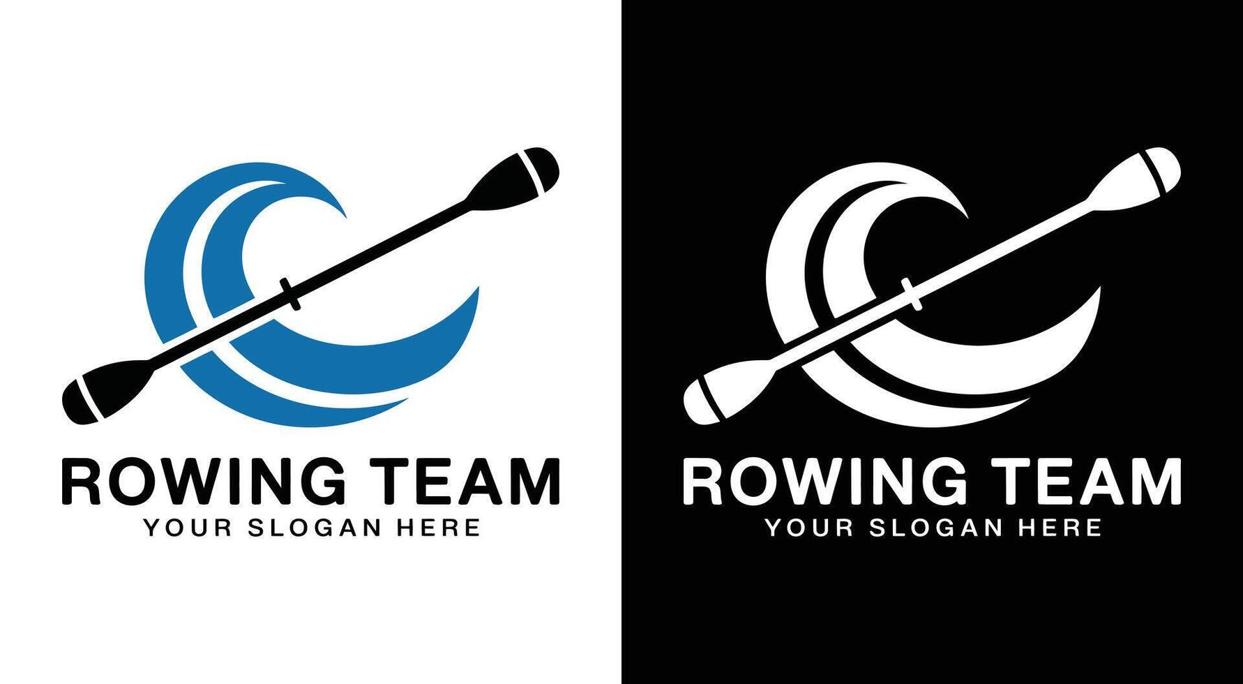 Rowing Logo Bold Black Oar Wave for Team Pride vector