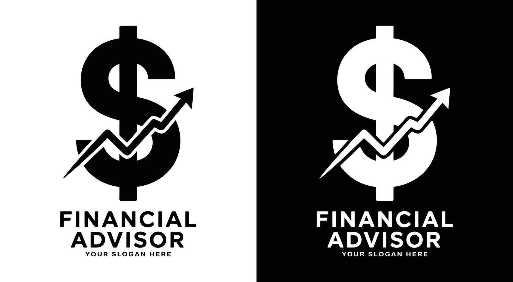 Financial Advisor Logo Bold Black Dollar Chart for Wealth Management vector