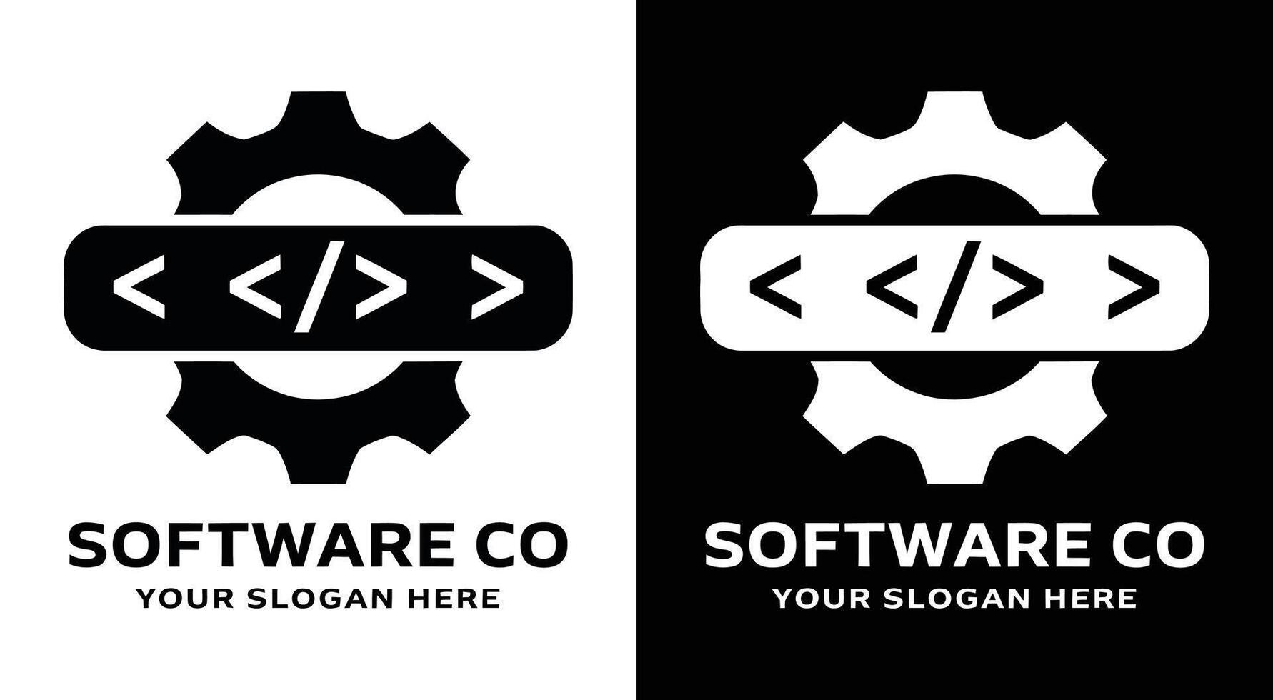 Software Company Logo Bold Black S Code Gear for Technical Precision vector