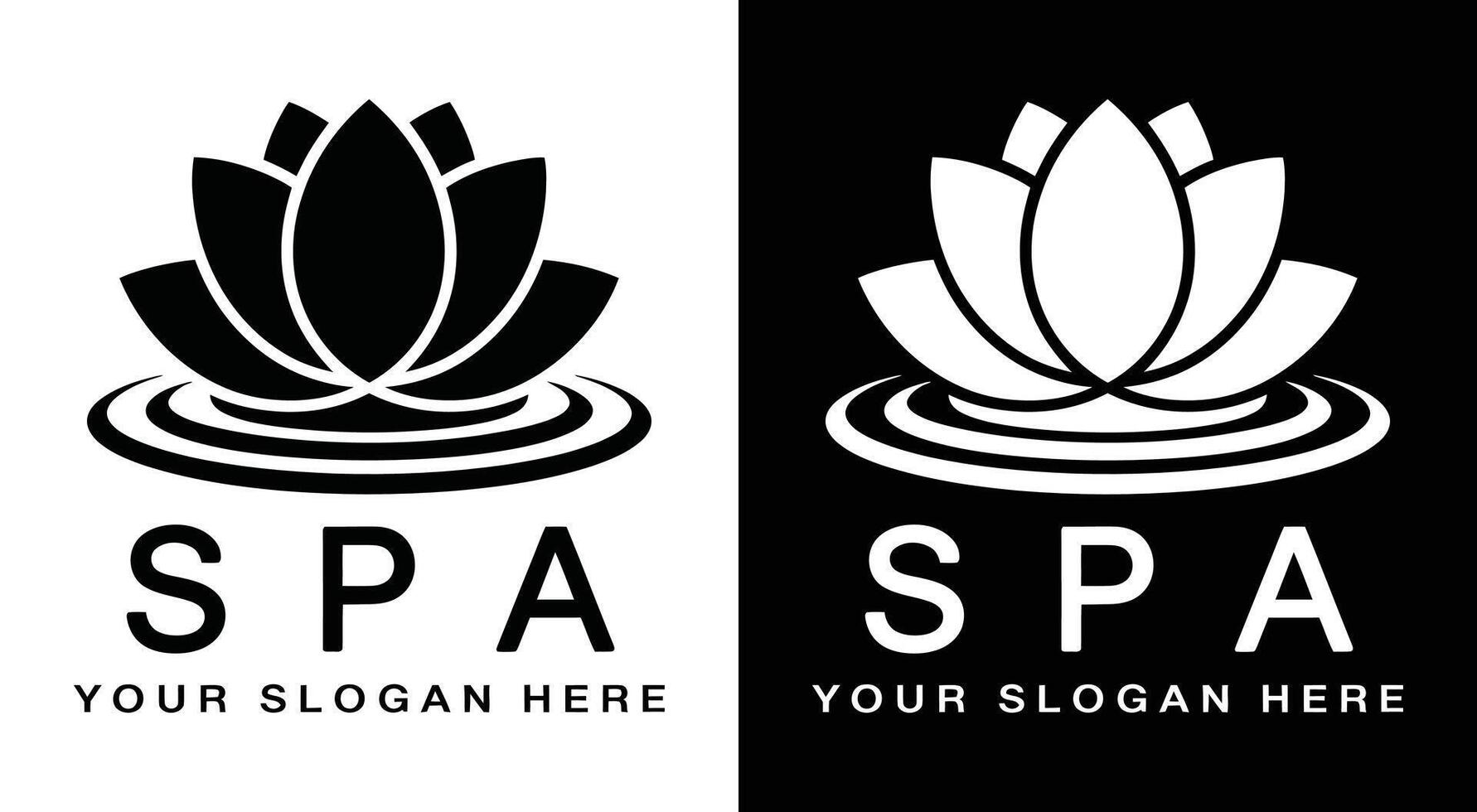 Spa Logo Bold Black Lotus Ripple for Calm Relaxation vector
