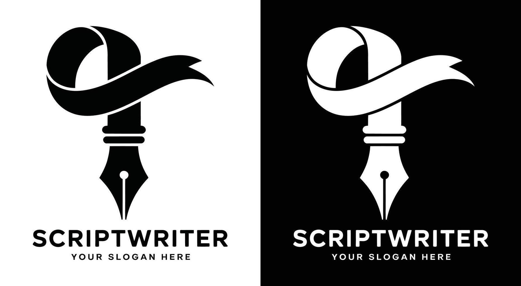 Scriptwriter Logo Bold Black Scroll Pen for Compelling Narratives vector