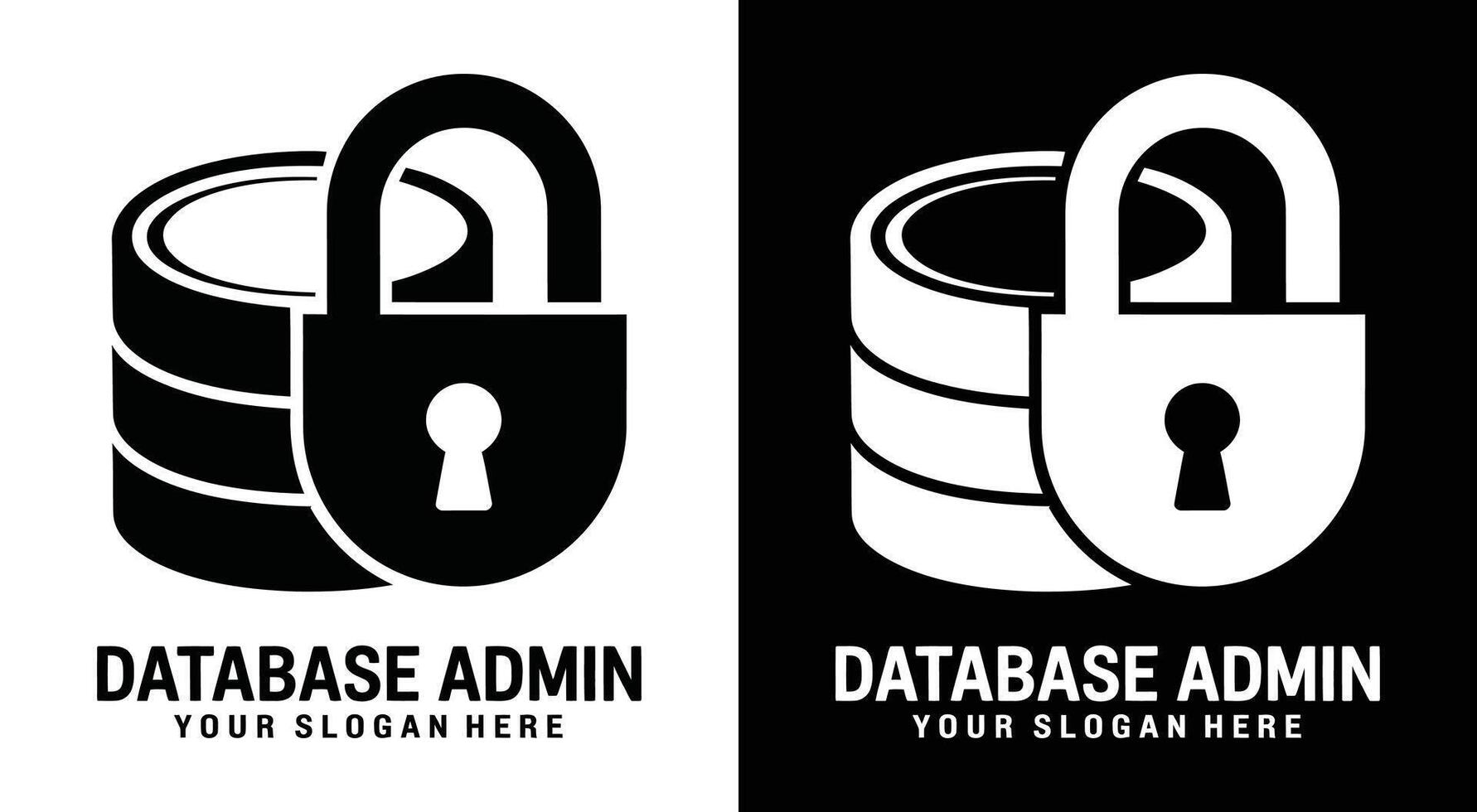 Database Admin Logo Bold Black Cylinder Lock for Data Security vector