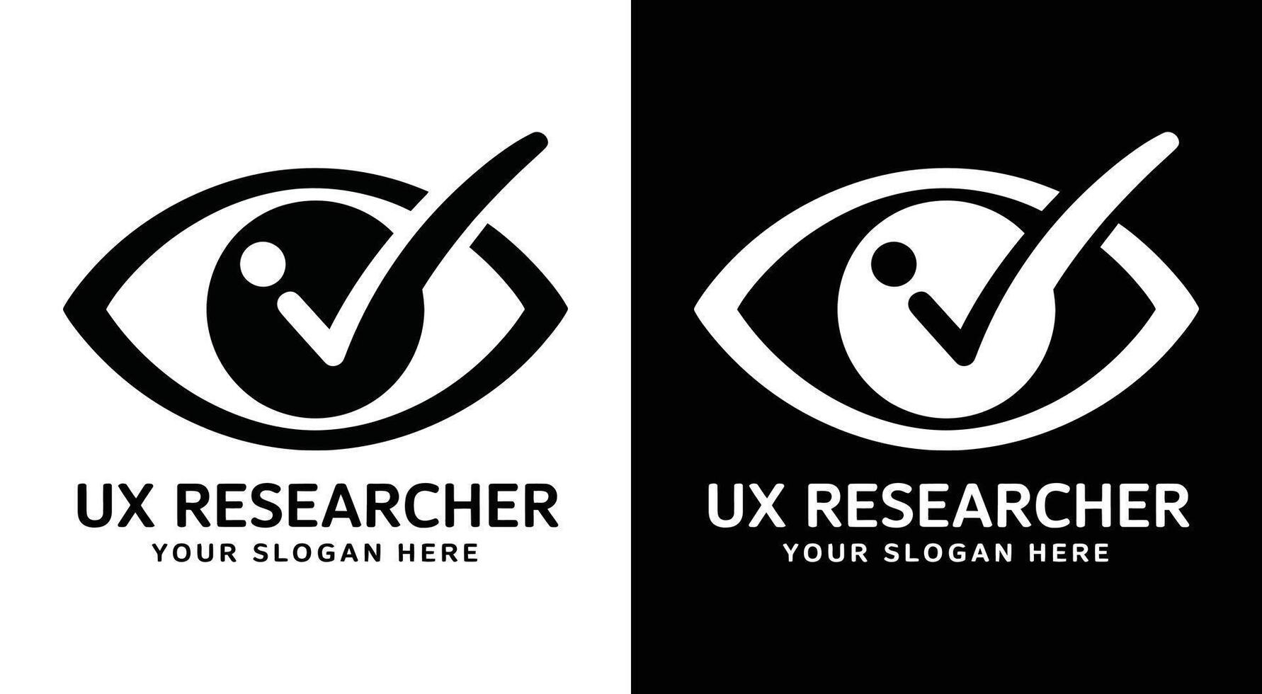 UX Researcher Logo Bold Black Eye Checkmark for User Insights vector
