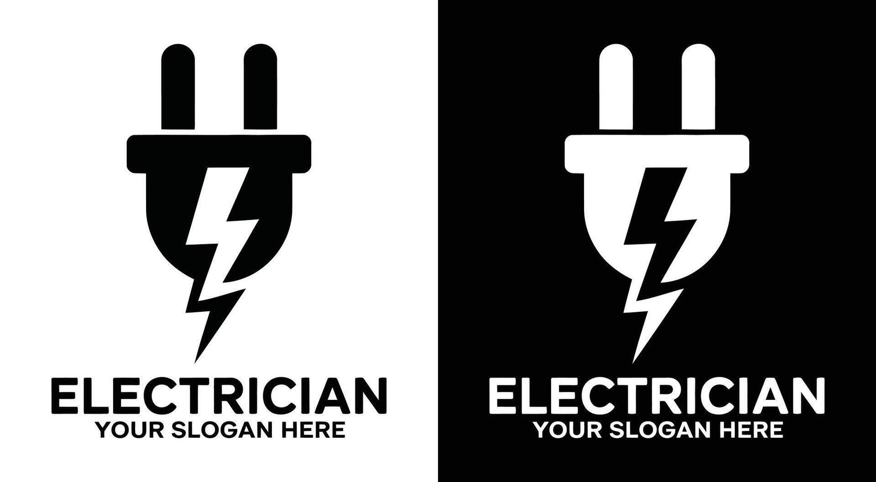 Electrician Logo Bold Black Plug Bolt for Power Solutions vector