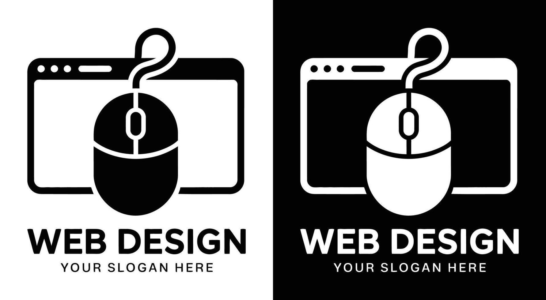Web Design Logo Bold Black Mouse Window for Digital Craftsmanship vector