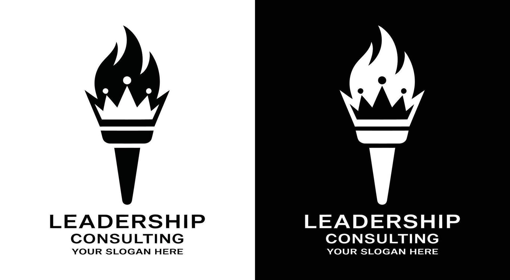 Leadership Consulting Logo Bold Black Torch Crown for Executive Guidance vector