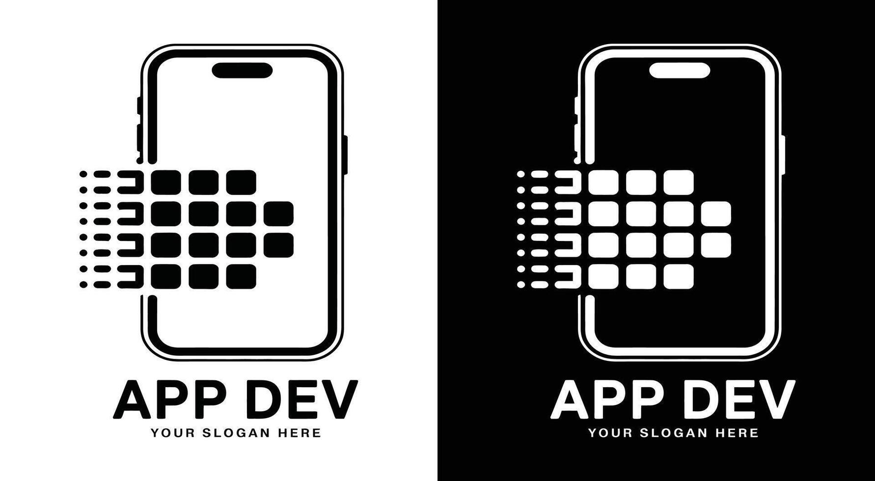 App Development Logo Bold Black Phone Grid for Digital Creation vector