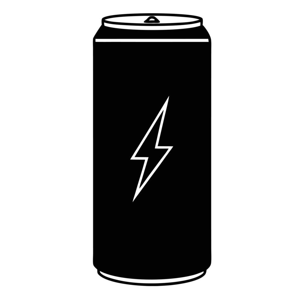 Black And White Energy Drink Can With Lightning Bolt Icon Illustration vector