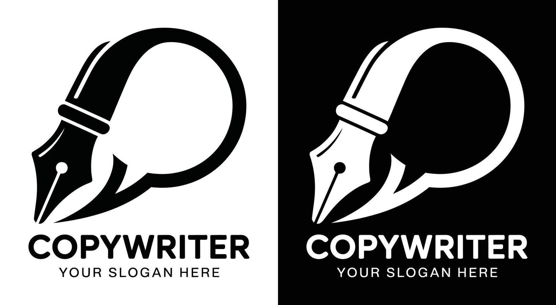 Copywriter Logo Bold Black Pen Speech for Persuasive Messaging vector