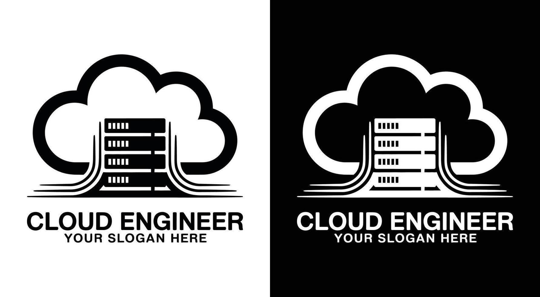 Cloud Engineer Logo Bold Black for Scalable Technology Solutions vector