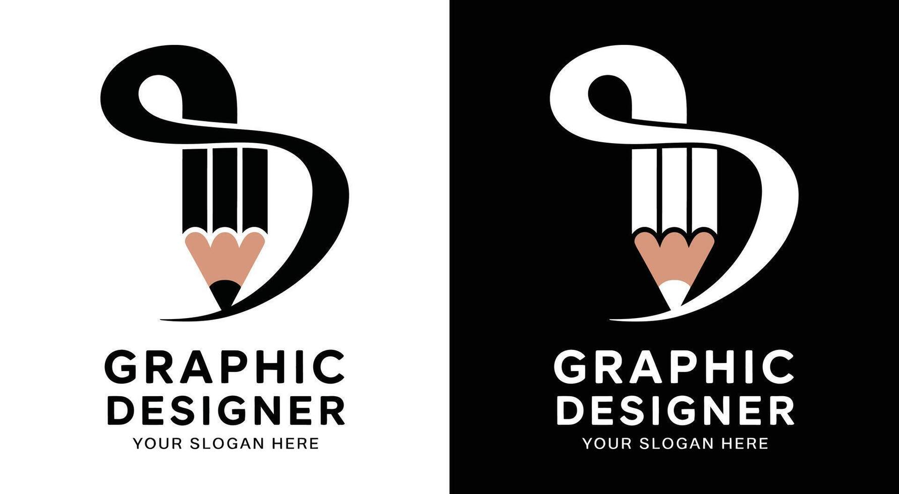 Graphic Designer Logo Bold Black Pencil Canvas for Creative Projects vector