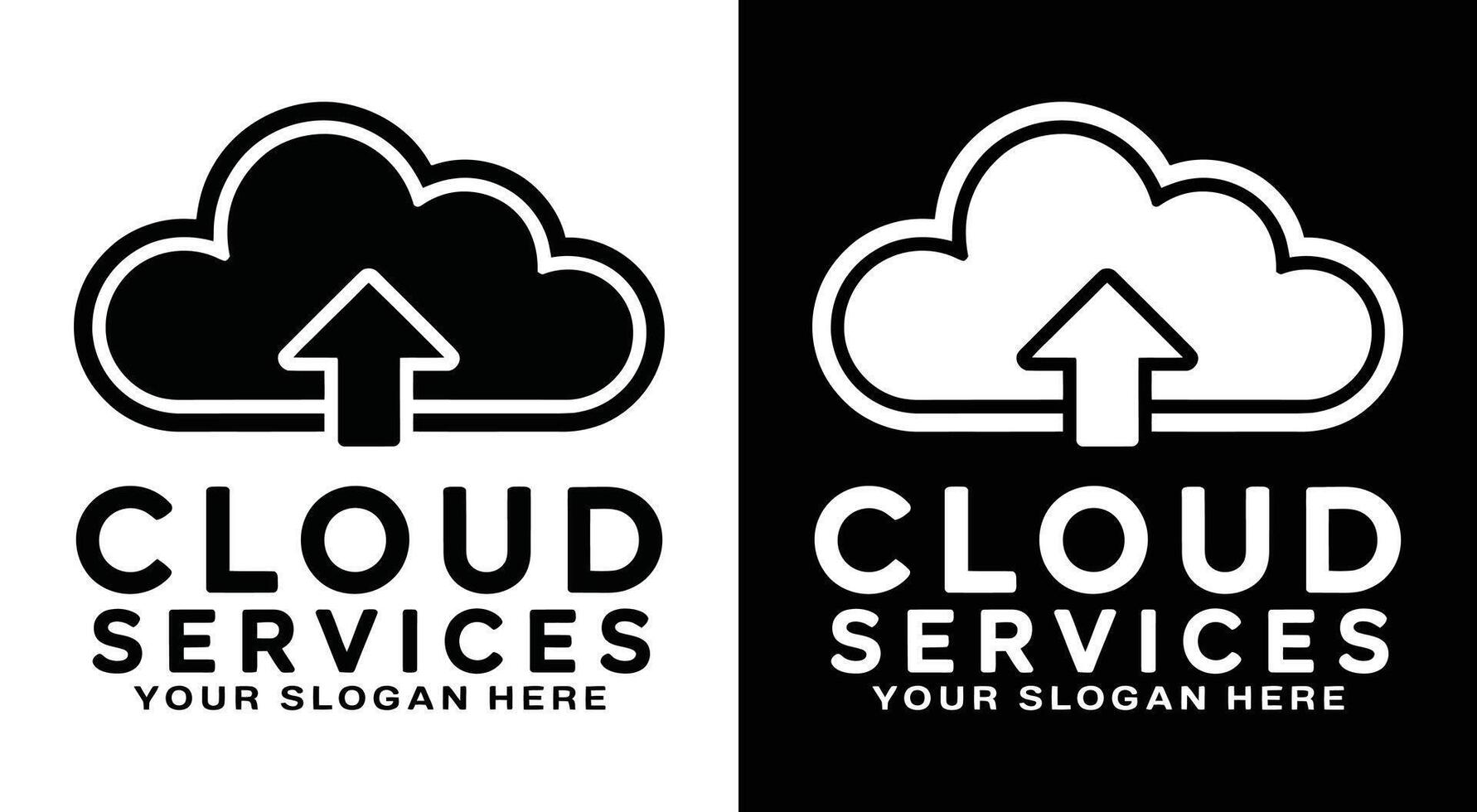 Cloud Arrow Logo Bold Black for Cloud Storage and Data Services vector
