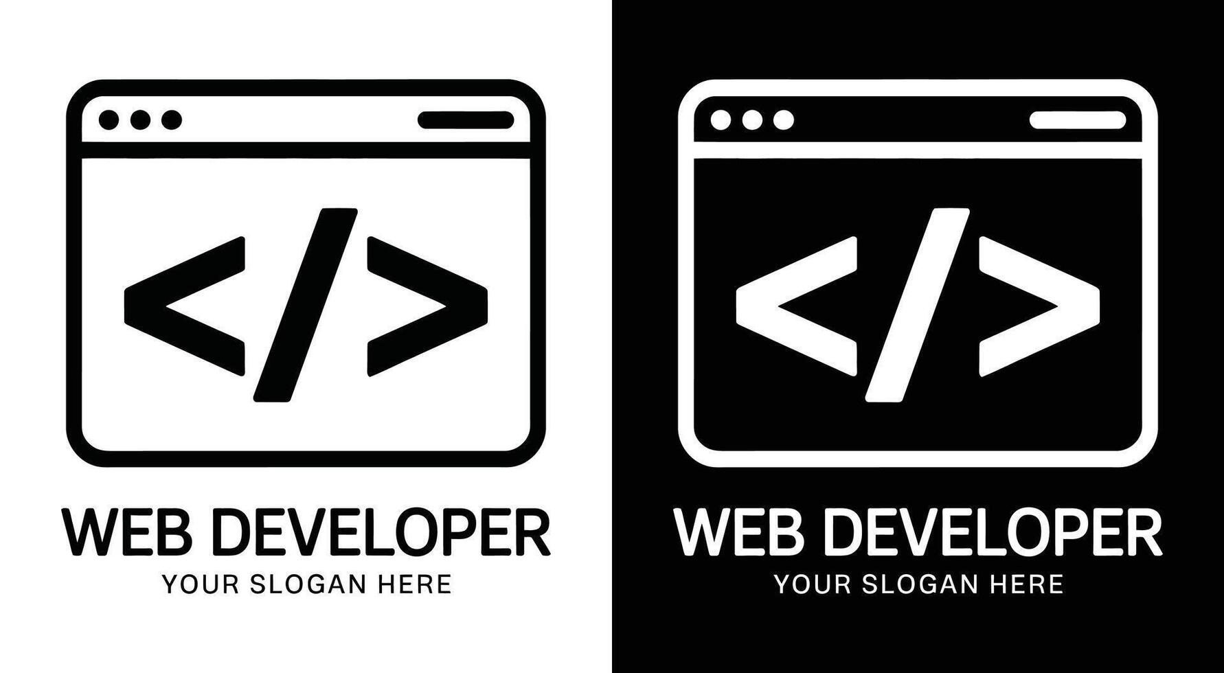 Web Developer Logo Bold Black Code Browser for Coding and Programming vector