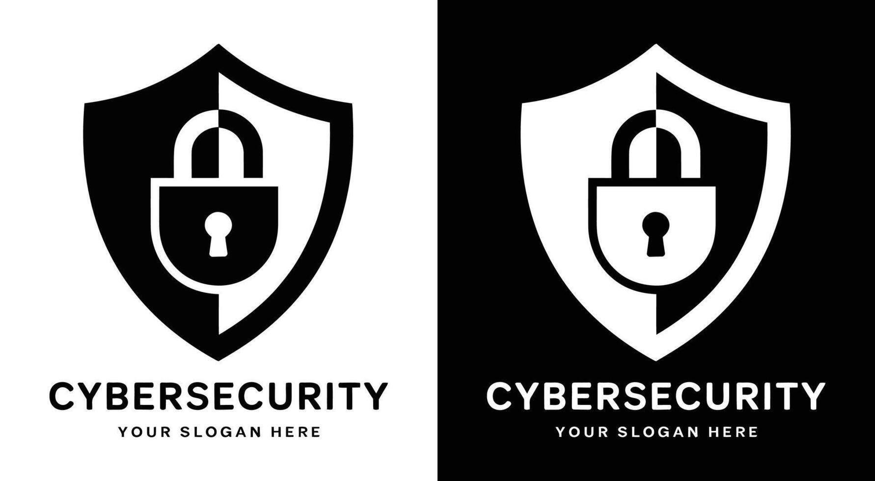 Cybersecurity Logo Bold Black Shield Lock for Digital Protection vector