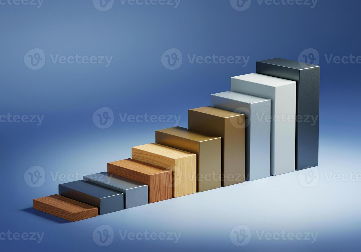 3d illustration of a bar chart with different colored blocks photo