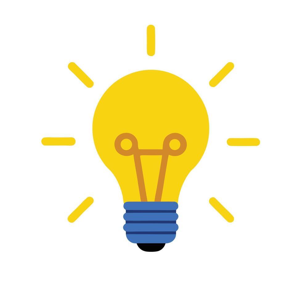 Yellow Light Bulb Icon Symbolizing Idea Innovation Creativity And Solutions Isolated On White vector