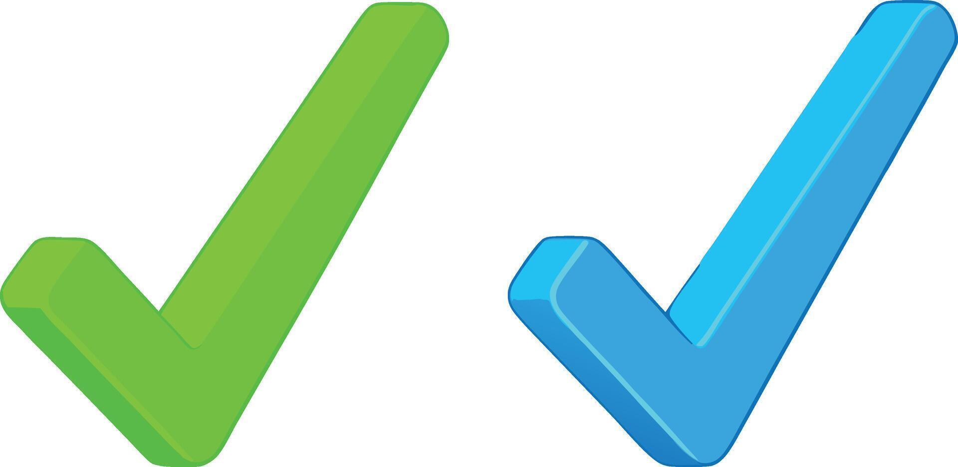 Green And Blue Check Mark Illustration Isolated On White Background vector