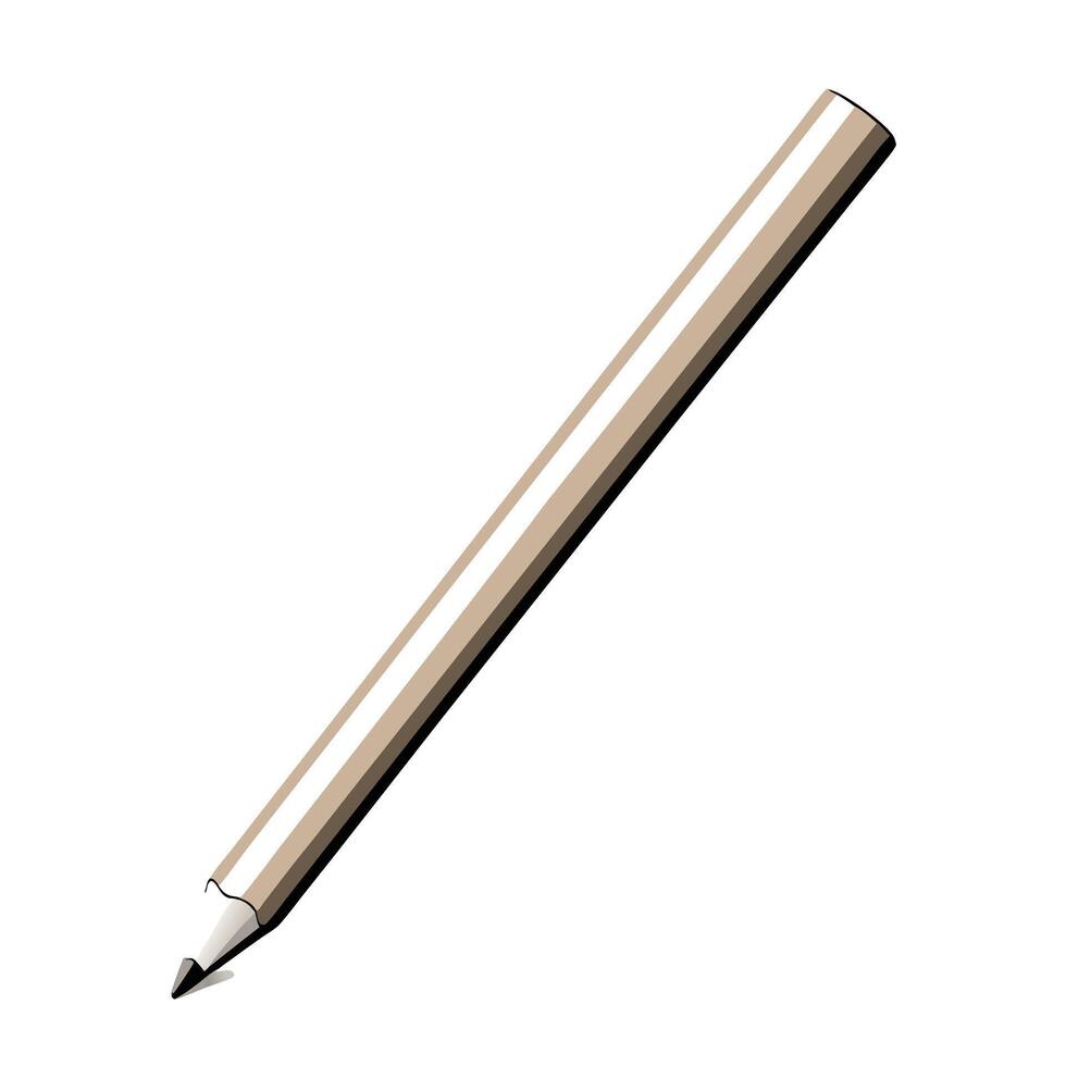 Simple Wooden Pencil Isolated On White Background Stationary Item Tool Design vector