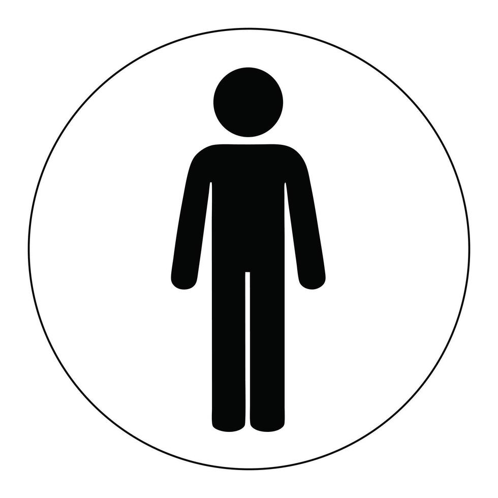 Man Silhouette Icon Sign Design Isolated On White Round Background vector