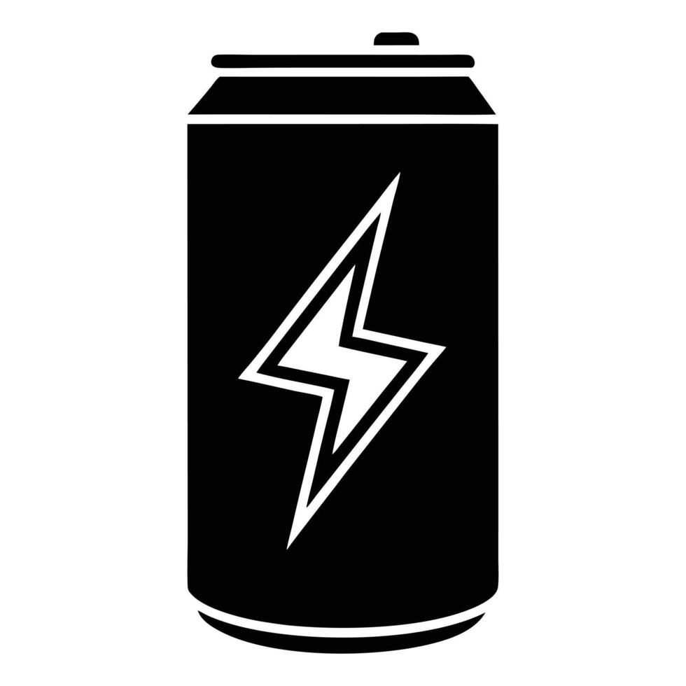 Black Energy Drink Can With Lightning Bolt Symbol Isolated On White vector