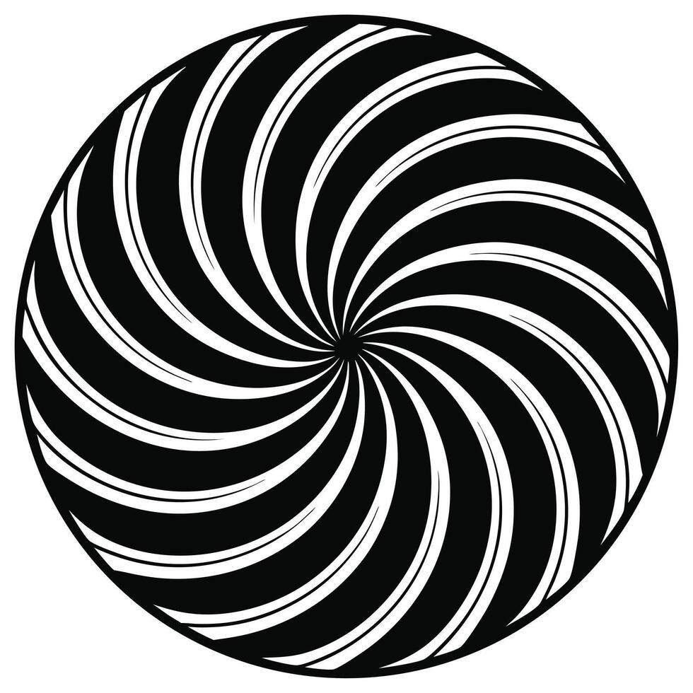Black And White Circular Swirl Abstract Graphic Design Element Illustration vector