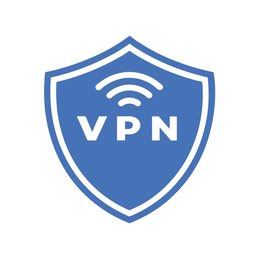 Blue Shield Vpn Icon With Network Symbol For Safe Secure Connection vector