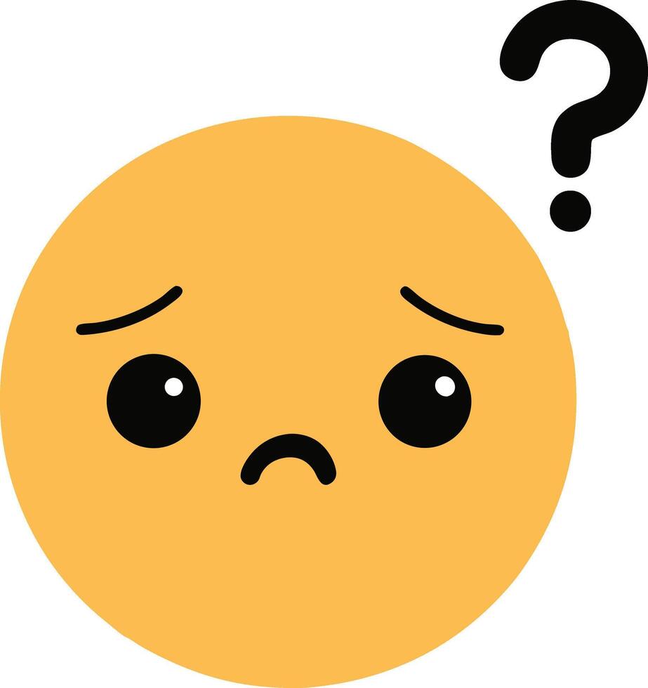 Sad Expression Emoji With Question Mark Asking For Solutions To Problems vector