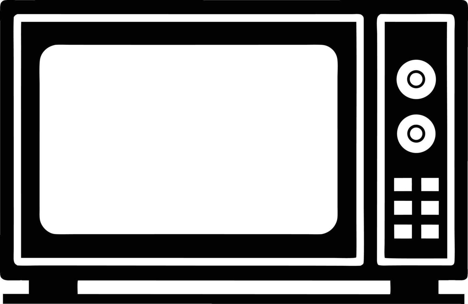 Black And White Microwave Oven Isolated Design For Kitchen Appliances vector