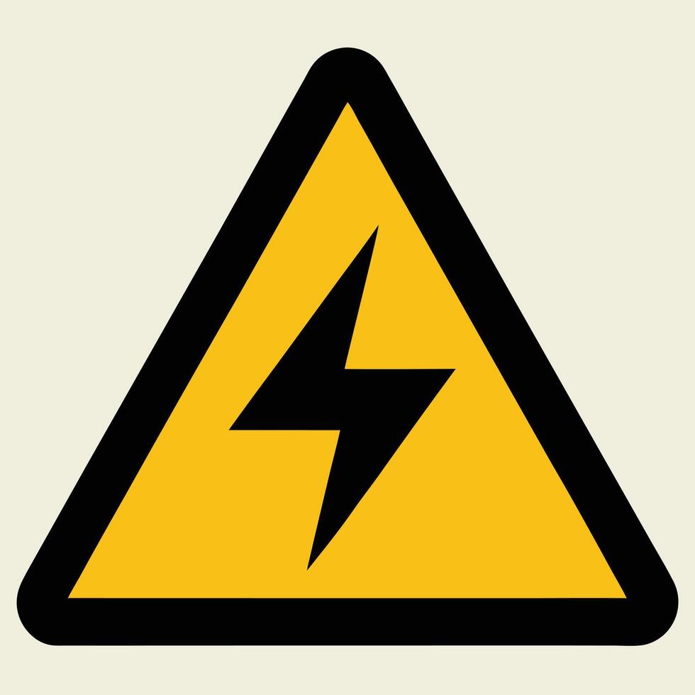 Electrical Hazard Warning Sign Design With Lightning Bolt In Yellow Triangle vector