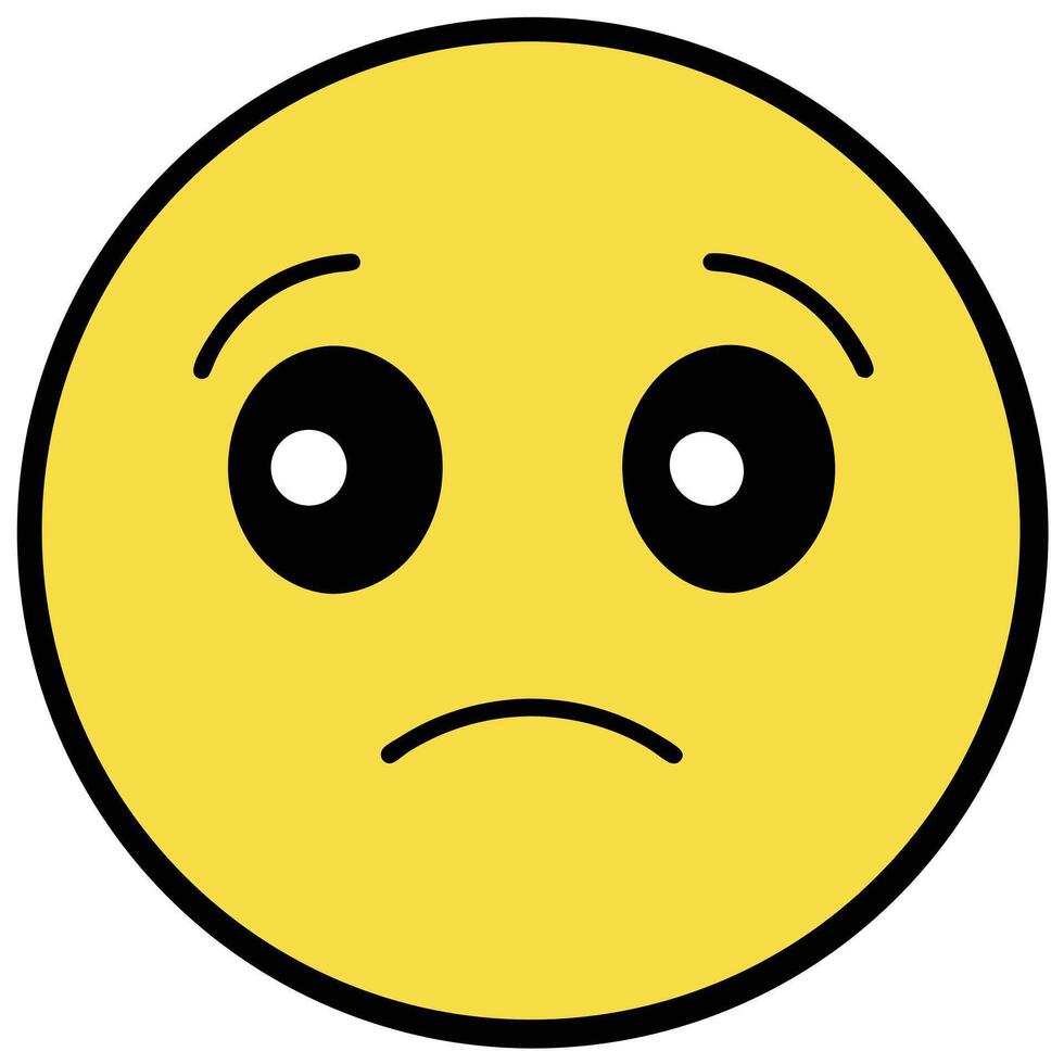 Cartoon Sad Emoji Illustration Simple Graphic Expression Of Disappointment Isolated vector
