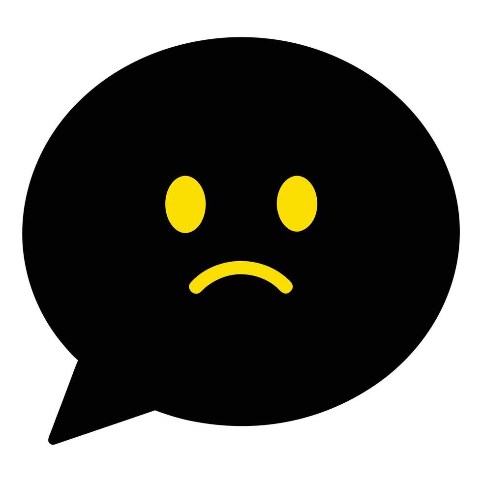 Sad Speech Bubble With Yellow Eyes And Mouth Expressing Unhappiness vector