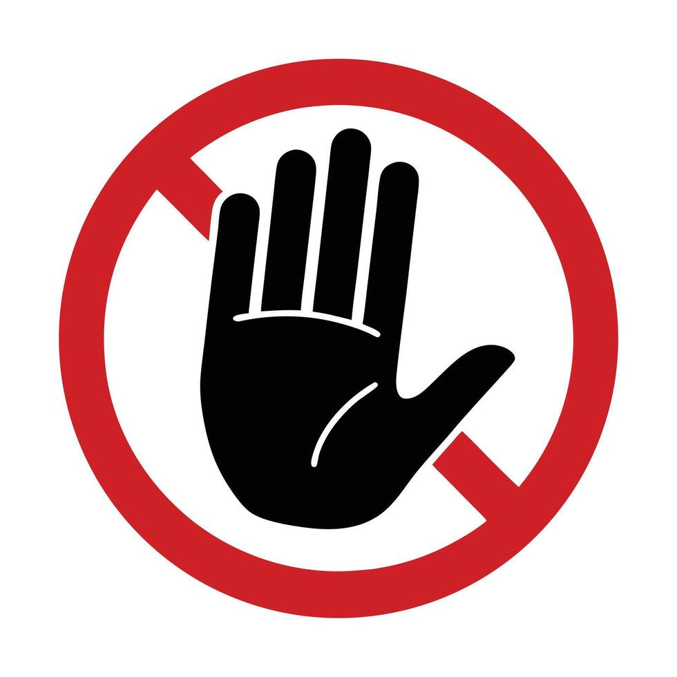 Do Not Touch Sign With Hand Prohibition Symbol In Red Circle vector