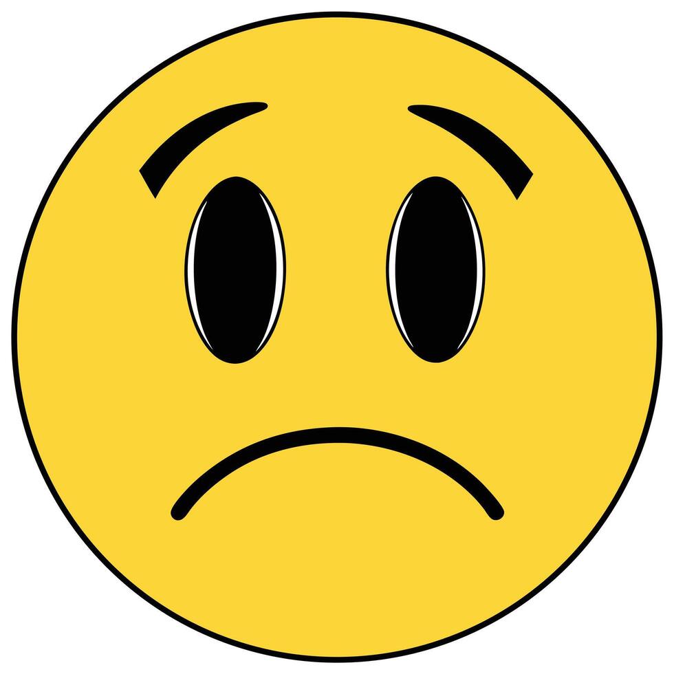 Sad Emoji Illustration In Yellow Isolated On White Background For Social Media Use vector