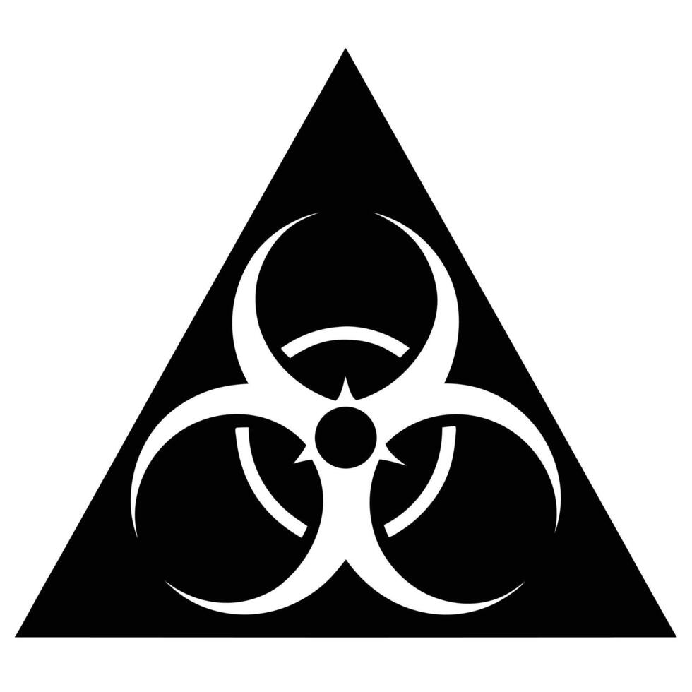 Biohazard Symbol Black And White Warning Sign Minimalist Design Illustration vector
