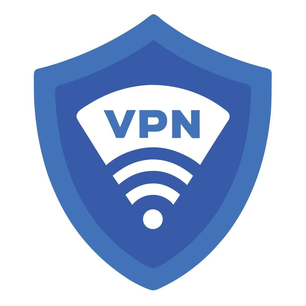 Blue Shield With Vpn Icon Symbolizing Secure Internet Connection Service vector