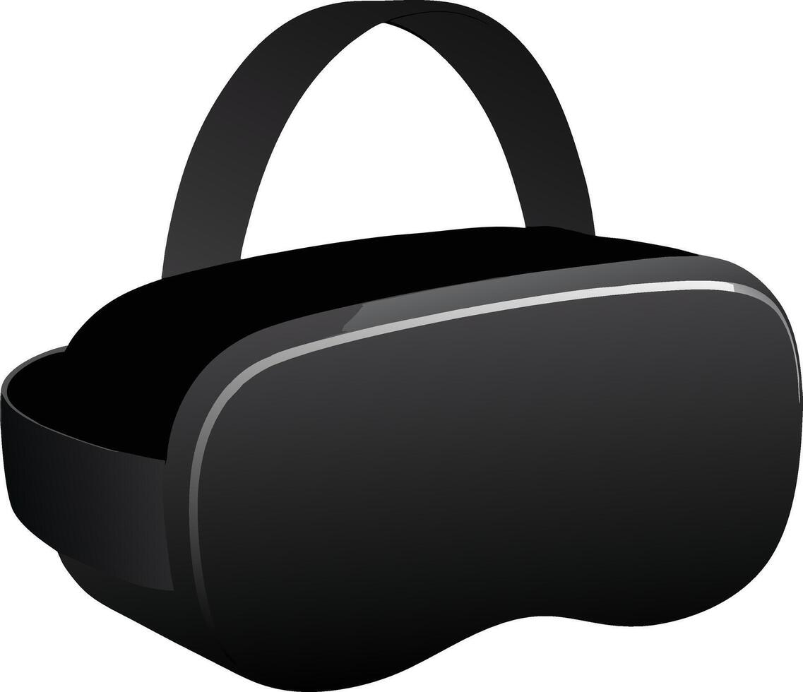 Sleek Black Virtual Reality Headset Isolated On White Background Future Technology Design vector