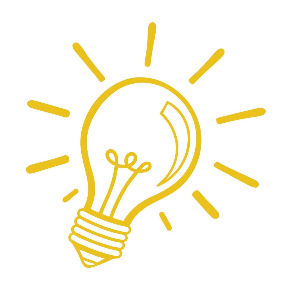 Yellow Lightbulb Icon Symbolizing New Ideas And Solutions On White Background vector